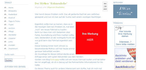 Werbung in der Sidebar