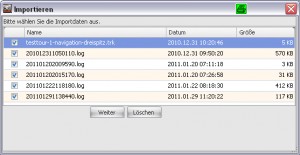 Xplova G3 - Logfiles-Auswahl