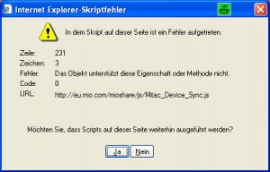 Mio Skriptfehler