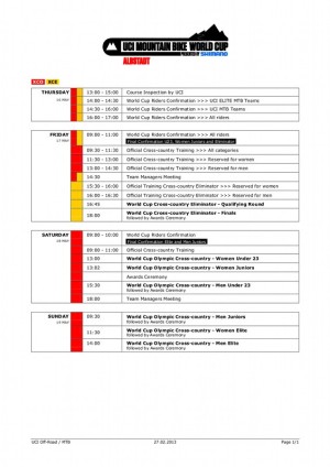 Zeitplan 2013 Albstadt